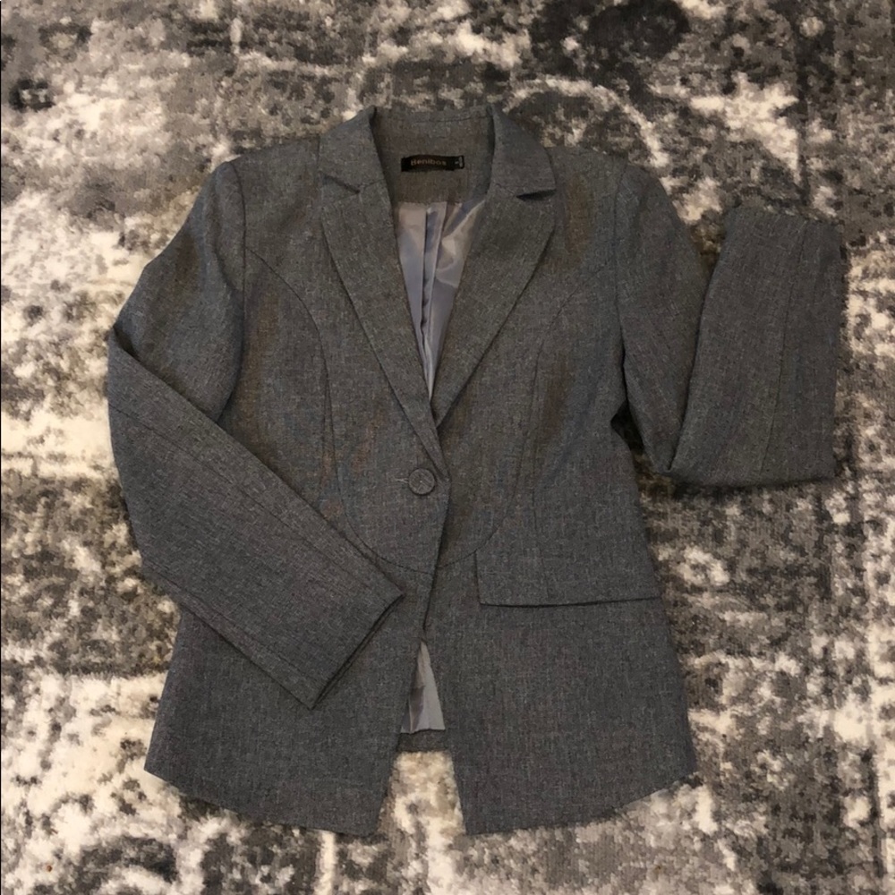 Benibos Grey Lined Career Blazer Size S Tailored